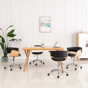 vidaXL Cadeiras de jantar giratórias 4 pcs couro artificial preto