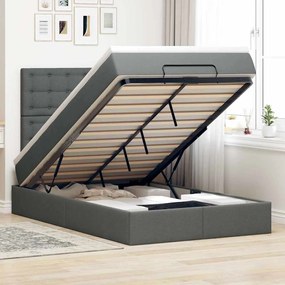 vidaXL Estrutura cama otomana colchão 120x200cm tecido cinzento escuro