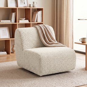 Poltrona de Sala Giratória, 90 x 70 x 70 cm, Assento Extraespesso, Bege