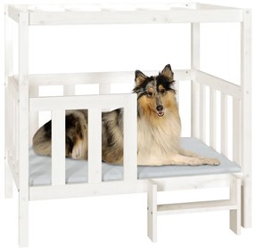 vidaXL Cama para cães 105,5x83,5x100 cm madeira de pinho maciça branco