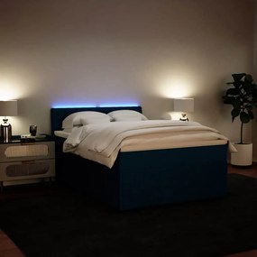 Cama com molas/colchão 140x200 cm veludo azul