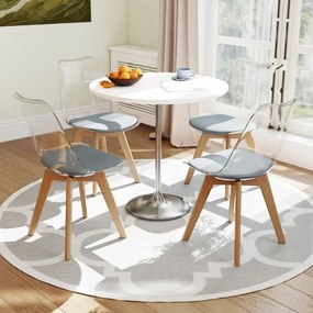 Conjunto de 4 cadeiras de jantar (MESA NÃO INCLUIDA) modernas sem braços com encosto Pernas em madeira de faia Almofada macia cinzenta e cadeiras tran