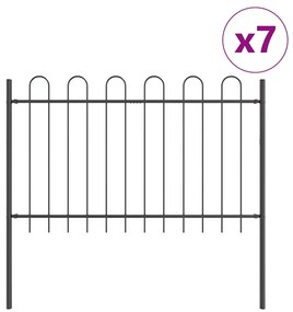 Cerca de Jardim com Topo em Arco Cinza - 11,9 x 0,8 m, Feita de Aço