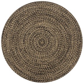 Tapete artesanal em juta preto e natural 120 cm