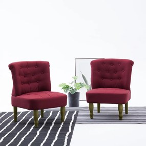 282137 vidaXL Cadeiras francesas 2 pcs tecido vermelho tinto