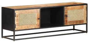 Móvel de TV 120x30x40cm mangueira áspera maciça e palha natural