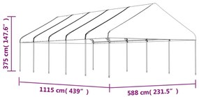 Gazebo com telhado 11,15x5,88x3,75 m polietileno branco