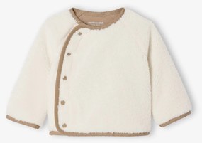 Camisola em sherpa, com botões à frente, para recém-nascido cru
