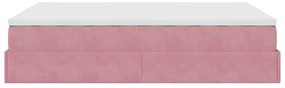 Estrutura de cama otomana com colchão 140x190 cm veludo rosa
