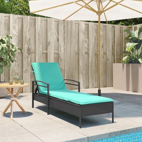 vidaXL Espreguiçadeira com almofada preta 63x200x81 cm vime sintético (apenas EUA)
