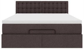 Cama otomana com colchão 140x190 cm tecido castanho escuro
