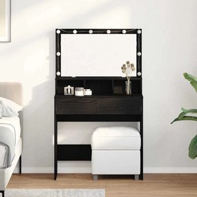 vidaXL Mesa de vestir Carvalho preto Aglomerado