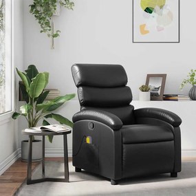 Poltrona de massagens reclinável couro artificial preto