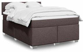 vidaXL Cama com molas/colchão 140x190 cm tecido castanho-escuro