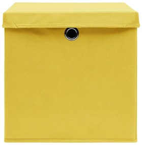 Caixas de arrumação com tampas 4 pcs 28x28x28 cm amarelo