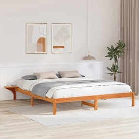 vidaXL Estrutura de cama com mesas de cabeceira Castanho-mel