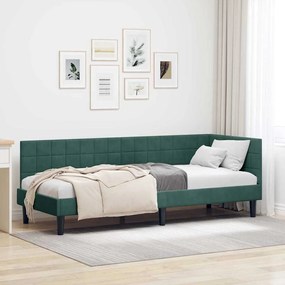 vidaXL Estrutura de Cama de Canto Verde Escuro 80 cm x 200 cm Veludo