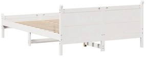 Cama sem colchão 140x200 cm madeira de pinho maciça branco