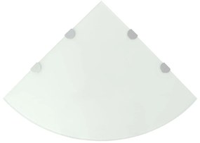 vidaXL Prateleira canto, suportes cromados, vidro branco 45x45cm