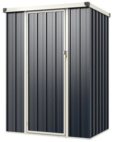 Galpão de armazenamento externo de metal de 7,5 x 6,3 pés com porta com fechadura - cinza