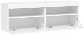 Móveis de parede p/ TV com luzes LED 2 pcs 60x30x40 cm branco
