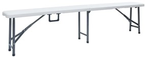 Mesa de jardim dobrável com 2 bancos 180 cm aço e PEAD branco