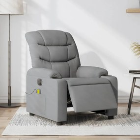 vidaXL Poltrona de massagens reclinável elétrica tecido cinzento-claro