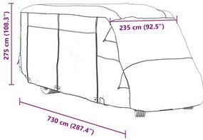 Capas autocaravanas 730x235x275 cm tecido não tecido cinzento