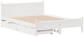 Cama sem colchão 140x200 cm madeira de pinho maciça branco
