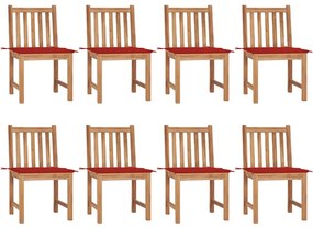 vidaXL Cadeiras de jardim 8 pcs c/ almofadões madeira de teca maciça