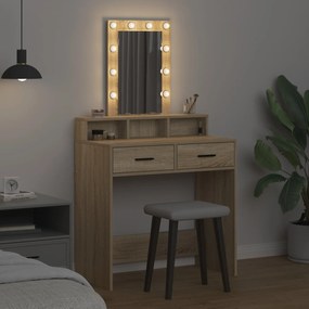 Mesa de Maquiagem vidaXL com Luzes LED Carvalho Sonoma 79x41x140 cm