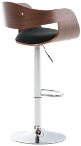 Banco de bar Kingston em tecido e com estrutura cromada 50 x 88-102 x 48 cm Preto + Cor Nogueira