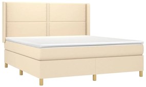 Cama box spring c/ colchão e LED 160x200 cm tecido cor creme