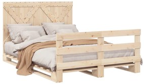 Estrutura de cama com cabeceira 160x200 cm pinho maciço