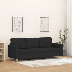 vidaXL Sofá de 3 lugares tecido 180 cm preto