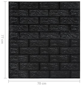 Papel de parede 3D autoadesivo tijolos 10 pcs preto