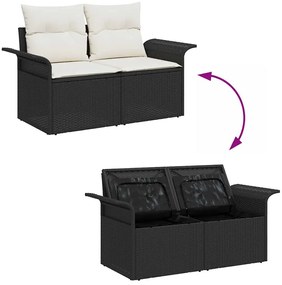 Conjunto de Sofás de Jardim 6 Peças com Almofadas em Rattan e Poliéste