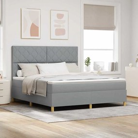 vidaXL Cama Box Spring com Colchão Cinza Claro Super King Tecido