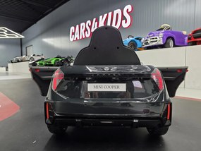 Carro elétrico para crianças Mini Cooper S 12V Pneus EVA, Assento de couro sintético Preto metálico