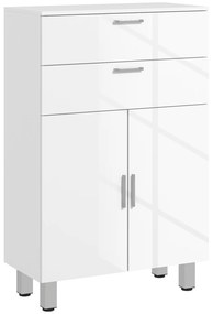 Kleankin Móvel Auxiliar de Casa de Banho Armário de Casa de Banho 2 Gavetas e Armário 2 Prateleiras Ajustáveis 60x30x93 cm Branco | Aosom Portugal