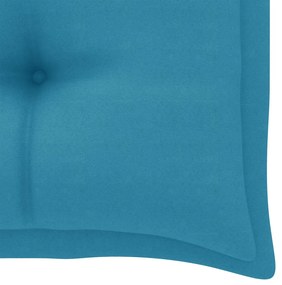 Banco de jardim c/ almofadão azul-claro 112 cm teca maciça