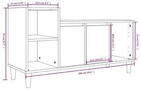 Móvel de TV 100x35x55 cm derivados madeira branco brilhante