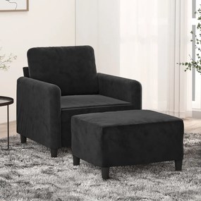 vidaXL Poltrona com apoio de pés 60 cm veludo preto