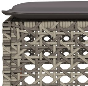 5 pcs conjunto sofás de jardim c/ almofadões vime PE cinzento