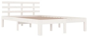 Estrutura de cama casal 135x190 cm madeira maciça branco