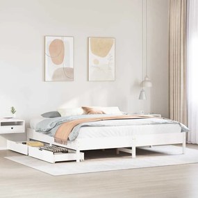 Cama sem colchão 200x200 cm madeira de pinho maciça branco