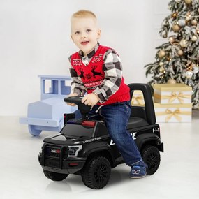 Andador Carro de polícia para crianças com megafone, luzes de aviso e efeitos sonoros Brinquedo de montar 62 x 29 x 43 cm Preto