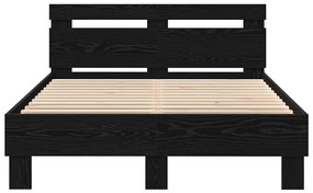 Estrutura de Cama Sólida Carvalho Preto Madeira Sólida 120 x 200 cm