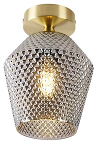 Candeeiro de teto inteligente latão com vidro fumê incl. Wifi A60 - Karce