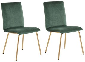 Conjunto de 2 cadeiras de jantar em veludo verde esmeralda RUBIO Beliani